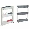 Best Sale 🔔 Evideco 3 Tier Slim Rolling Multi Purpose Utility Cart Kitchen-Bath - 28.4" H X 21.3" L X 4.8"W White And Grey ✨