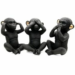 Top 10 😉 Evideco 3 Wise Monkeys Speak Hear See No Evil Resin Black Gold Set Of 3 ⭐