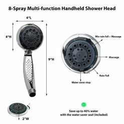 Deals ✔️ Evideco 8-Spray Multi-Function Universal Handheld Shower Head Chrome ⭐ 5 Deals ✔️ Evideco 8-Spray Multi-Function Universal Handheld Shower Head Chrome ⭐ -Evideco Shop 8 Spray Multi Function Universal Handheld Shower Head Chrome 2