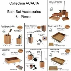 Alternative view of Wholesale ✔️ Evideco Acacia Wood Bathroom Accessory Set Collection ✨