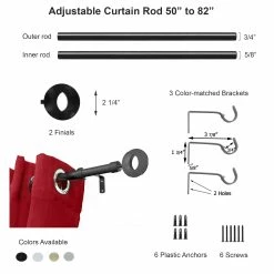 Wholesale β Evideco Adjustable 3/4" Single Window Curtain Rod 50" To 82" Gold - 50" To 82" L X 3/4" D White π 18 Wholesale β Evideco Adjustable 3/4" Single Window Curtain Rod 50" To 82" Gold - 50" To 82" L X 3/4" D White π -Evideco Shop Adjustable 3 422 Single Window Curtain Rod 5022 to 8222 Gold 2