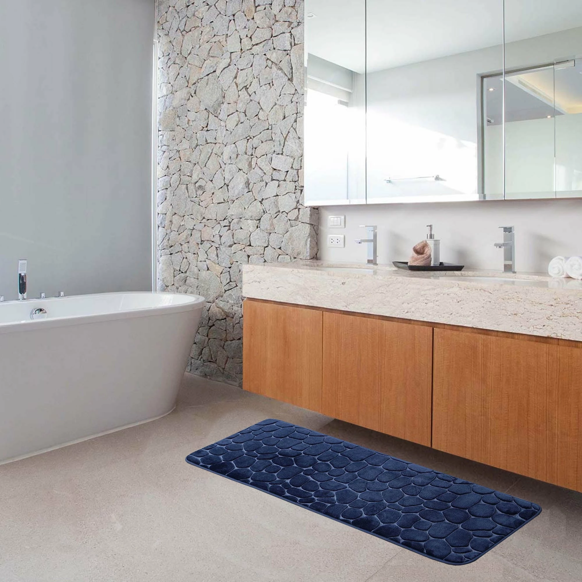Best Sale π Evideco Bath Rug Runner Mat Memory Foam Pebble 48"L X 18"W Dark Grey π 2 Best Sale π Evideco Bath Rug Runner Mat Memory Foam Pebble 48"L X 18"W Dark Grey π - Image 2