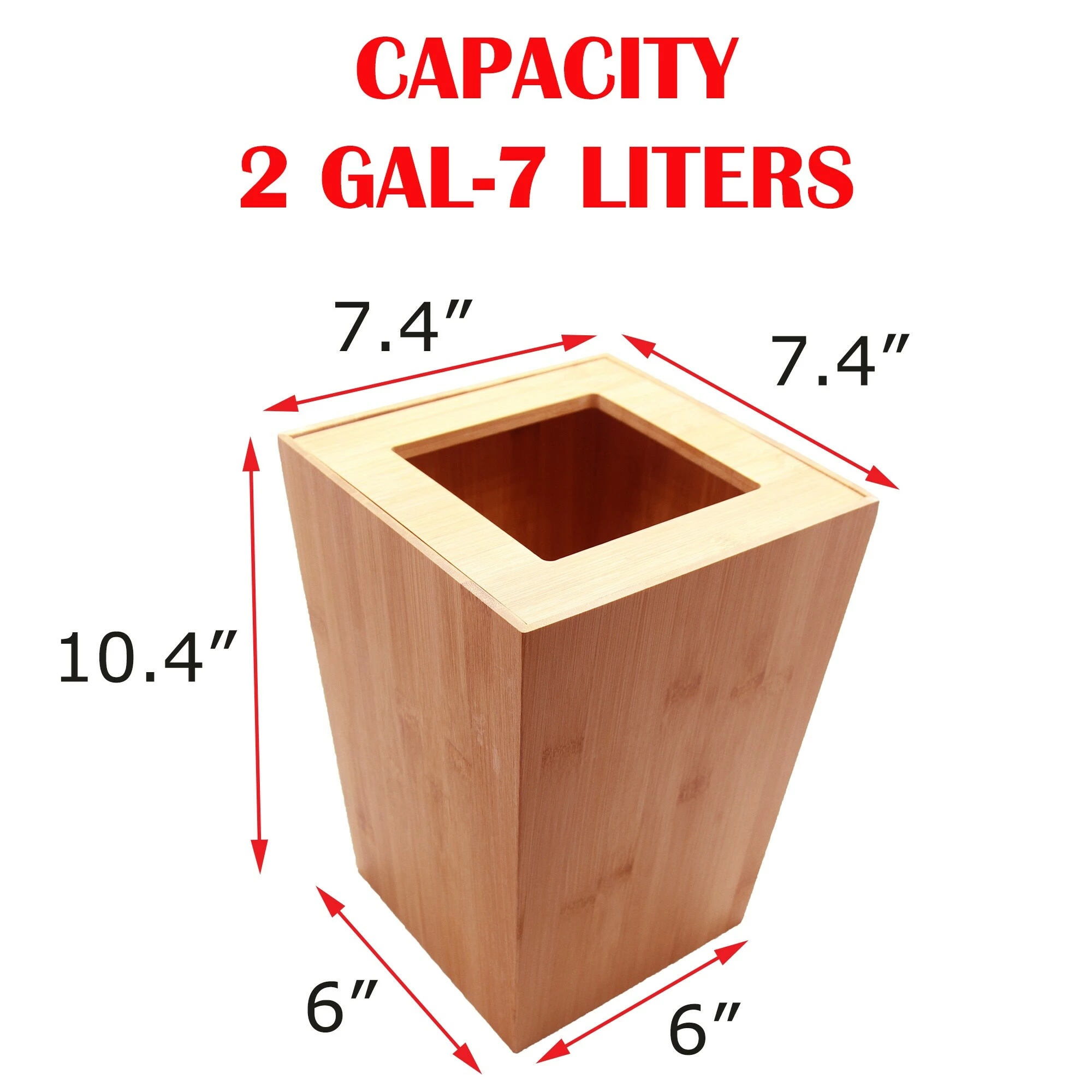 Flash Sale 𧨠Evideco Bath Square Trash Can Ecobio Bamboo 2 Gal-7.5L - 7.4"L X 7.4"W X 10.4"H π― 3 Flash Sale 𧨠Evideco Bath Square Trash Can Ecobio Bamboo 2 Gal-7.5L - 7.4"L X 7.4"W X 10.4"H π― - Image 3