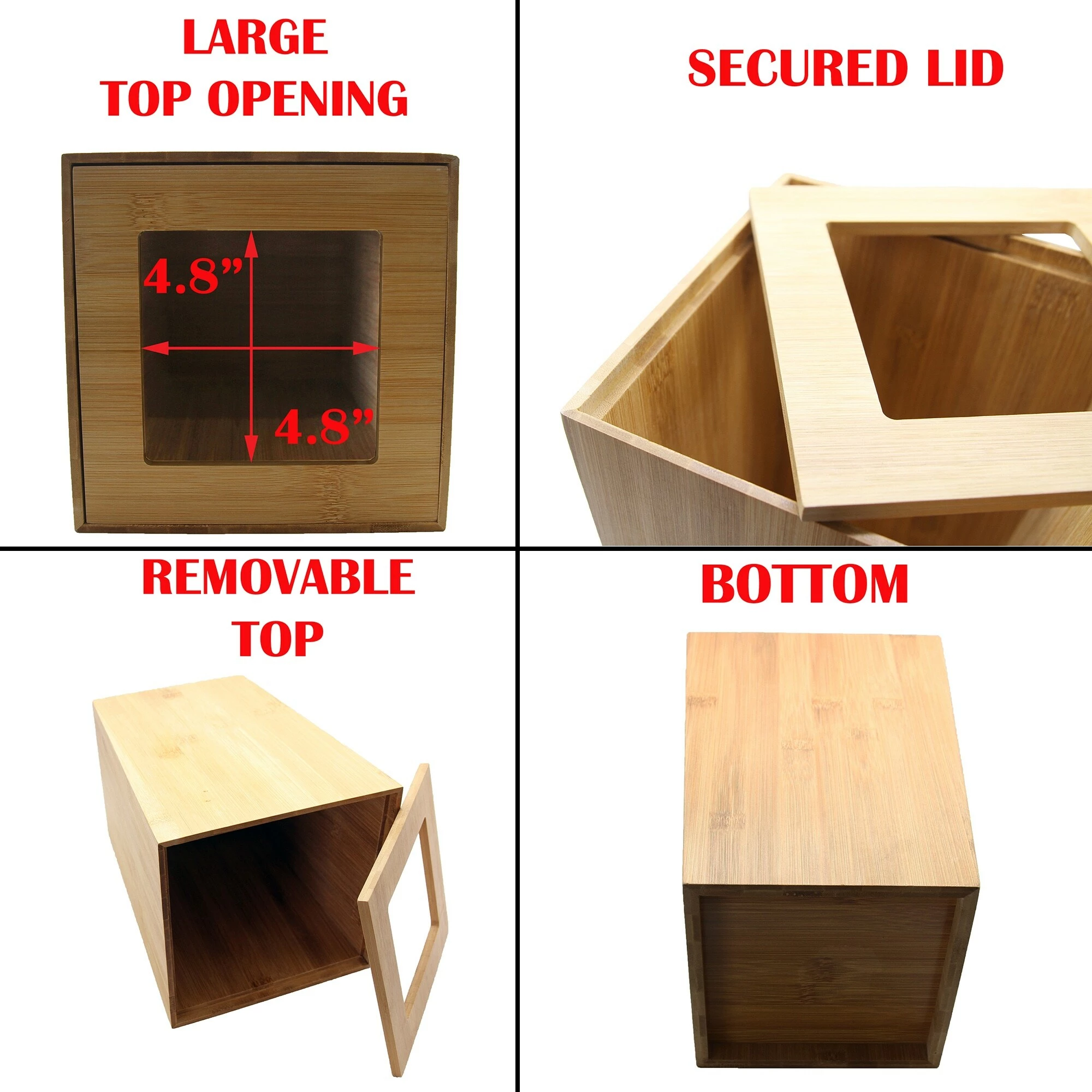 Flash Sale 𧨠Evideco Bath Square Trash Can Ecobio Bamboo 2 Gal-7.5L - 7.4"L X 7.4"W X 10.4"H π― 4 Flash Sale 𧨠Evideco Bath Square Trash Can Ecobio Bamboo 2 Gal-7.5L - 7.4"L X 7.4"W X 10.4"H π― - Image 4