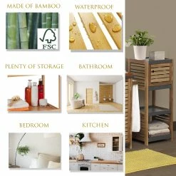Buy 😍 Evideco Bath Storage Floor Cabinet Elements 1 Door 3 Shelves Wood Grey Acacia - 14.5"L X 11 3/4"W X 32 6/8"H ⭐ -Evideco Shop Bath Storage Floor Cabinet Elements 1 Door 3 Shelves Wood Grey Acacia 2