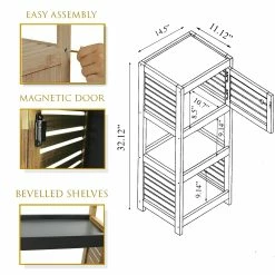 Buy 😍 Evideco Bath Storage Floor Cabinet Elements 1 Door 3 Shelves Wood Grey Acacia - 14.5"L X 11 3/4"W X 32 6/8"H ⭐ -Evideco Shop Bath Storage Floor Cabinet Elements 1 Door 3 Shelves Wood Grey Acacia 3