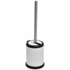 Budget 🌟 Evideco Bath Toilet Bowl Brush Holder With Folding Lid White - 15 Inches H X 4.8" Diam ⭐