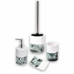 Coupon 🔔 Evideco Bathroom Accessory Set 4-Pieces Tropical Bamboo Leaves Lotion Soap Dispenser Only 👍 -Evideco Shop Bathroom Accessory Set 4 Pieces Tropical Bamboo Leaves