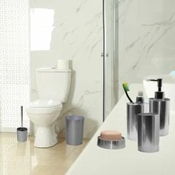 Cheap 🥰 Evideco Bathroom Round Waste Basket NOUMEA Brushed Aluminum 1.7 Gal - 8" L X 8" W X 10.5"H 🎁 -Evideco Shop Bathroom Round Waste Basket NOUMEA Brushed Aluminum 1.7 Gal 3