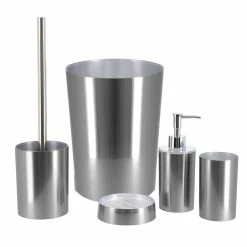 Cheap 🥰 Evideco Bathroom Round Waste Basket NOUMEA Brushed Aluminum 1.7 Gal - 8" L X 8" W X 10.5"H 🎁 -Evideco Shop Bathroom Round Waste Basket NOUMEA Brushed Aluminum 1.7 Gal 4