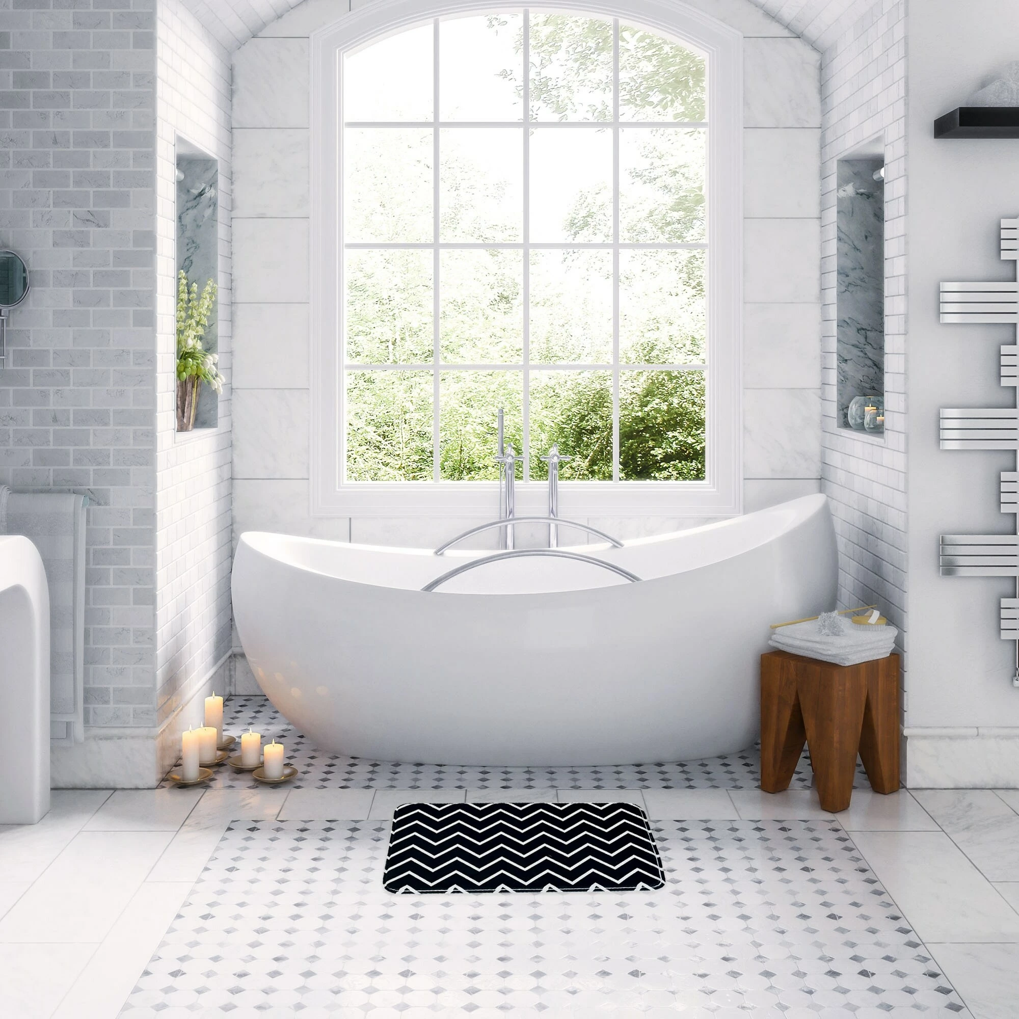 Deals π₯° Evideco Bathroom Rug Memory Foam Mat ZigZag Print Black 30"L X 18"W π 2 Deals π₯° Evideco Bathroom Rug Memory Foam Mat ZigZag Print Black 30"L X 18"W π - Image 2