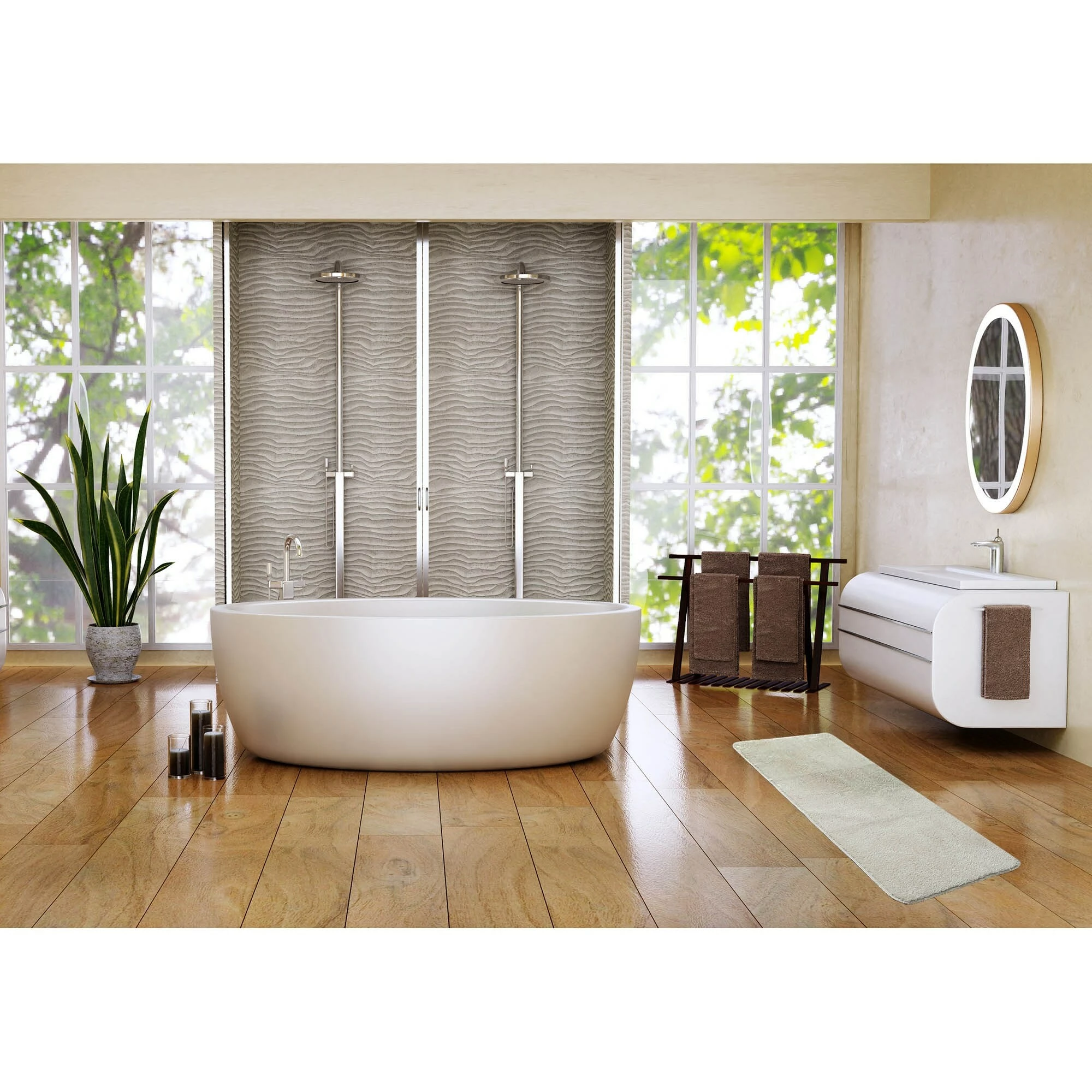 Best Pirce 𧨠Evideco Bath Rug Runner Mat Microfiber Polyester 48"L X 20"W Brown π - Image 15