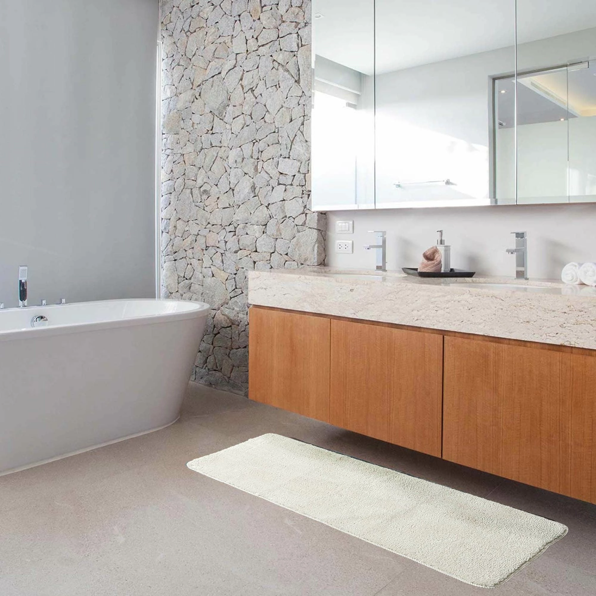 Best Pirce 𧨠Evideco Bath Rug Runner Mat Microfiber Polyester 48"L X 20"W Brown π