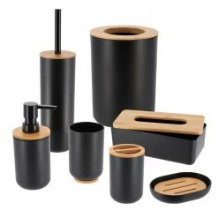 Wholesale π₯ Evideco Black Padang Bathroom Accessories Set Bamboo β