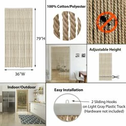Buy 😉 Evideco Braided Cotton/Polyester Rope Door Curtain 54 Strings 79" H X 36" W - 79" H X 36" W X 0.8" D Natural 👏 -Evideco Shop Braided Cotton Polyester Rope Door Curtain 54 Strings 7922 H x 3622 W 13