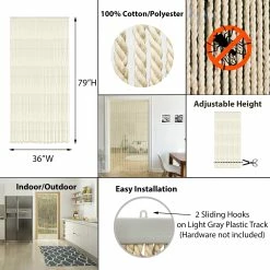 Buy 😉 Evideco Braided Cotton/Polyester Rope Door Curtain 54 Strings 79" H X 36" W - 79" H X 36" W X 0.8" D Natural 👏 -Evideco Shop Braided Cotton Polyester Rope Door Curtain 54 Strings 7922 H x 3622 W 2