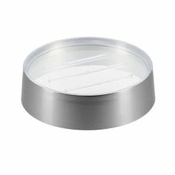 Flash Sale 🌟 Evideco Brushed Aluminum Soap Dish Cup Dispenser Tray NOUMEA - Silver - 4.5" L X 4.5" W X 1.5"H 🛒