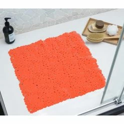 Top 10 👏 Evideco Bubbles Non-Slip Square Shower Mat 20 L X 20 W Solid Orange 👏