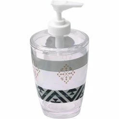 Best Pirce 😉 Evideco Clear Acrylic Printed Bath Soap And Lotion Dispenser Design Kenya - White, Black, Grey, Gold - 2.95 L X 2.95 W X 6.50 H 😀