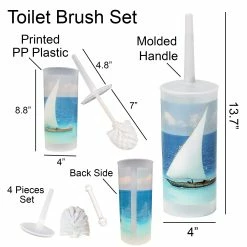 Outlet 🌟 Evideco Coconut Island Toilet Brush And Holder Set Plastic - 4"L X 4"W X 13.7"H - 4"L X 4"W X 13.7"H 👍 -Evideco Shop Coconut Island Toilet Brush and Holder Set Plastic 2