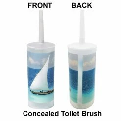 Outlet 🌟 Evideco Coconut Island Toilet Brush And Holder Set Plastic - 4"L X 4"W X 13.7"H - 4"L X 4"W X 13.7"H 👍 -Evideco Shop Coconut Island Toilet Brush and Holder Set Plastic 3