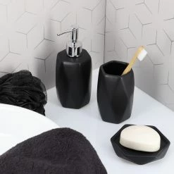 Flash Sale ⌛ Evideco Diamond Bath Set Accessories White Or Black 👍 -Evideco Shop Diamond Bath Set Accessories White or Black 5