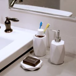 Flash Sale ⌛ Evideco Diamond Bath Set Accessories White Or Black 👍 -Evideco Shop Diamond Bath Set Accessories White or Black 7