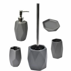 Coupon π Evideco Diamond Bathroom Accessory Set 4-Pieces Gray π§¨