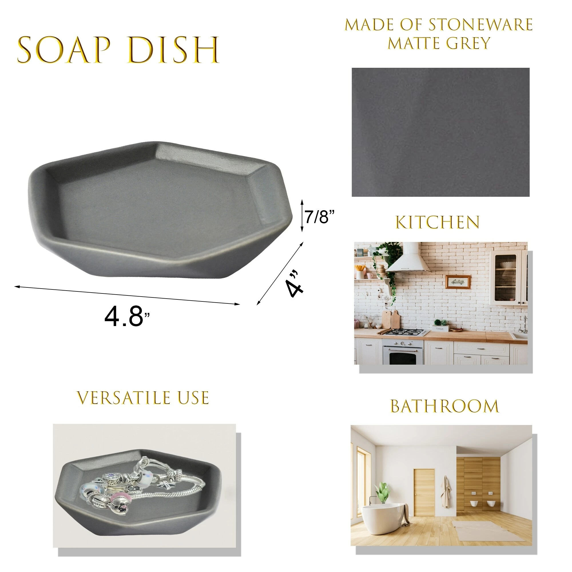 Coupon π Evideco Diamond Bathroom Accessory Set 4-Pieces Gray 𧨠5 Coupon π Evideco Diamond Bathroom Accessory Set 4-Pieces Gray 𧨠- Image 5
