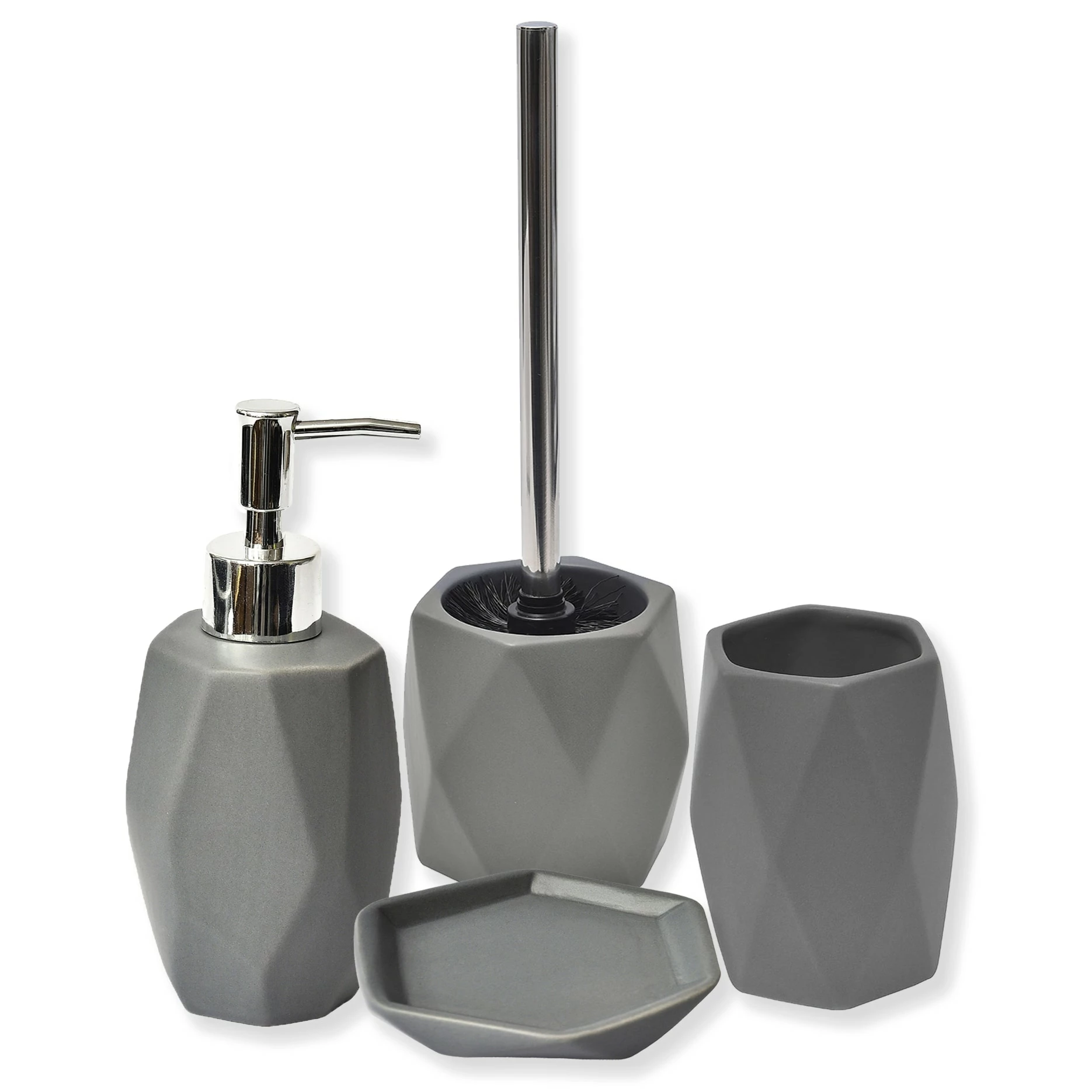 Coupon π Evideco Diamond Bathroom Accessory Set 4-Pieces Gray 𧨠7 Coupon π Evideco Diamond Bathroom Accessory Set 4-Pieces Gray 𧨠- Image 7
