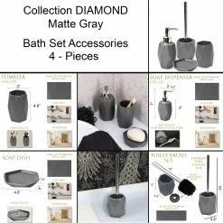 Coupon π Evideco Diamond Bathroom Accessory Set 4-Pieces Gray 𧨠21 Coupon π Evideco Diamond Bathroom Accessory Set 4-Pieces Gray 𧨠-Evideco Shop Diamond Bathroom Accessory Set 4 Pieces Gray 8