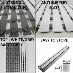 Best Pirce ❤️ Evideco Non-Slip Square Slatted Duckboard Shower Mat White/grey ❤️ 7 Best Pirce ❤️ Evideco Non-Slip Square Slatted Duckboard Shower Mat White/grey ❤️ -Evideco Shop Duckboard Slats Roll Up Foldable Mat Shower Door Rug Anti Slippery 2