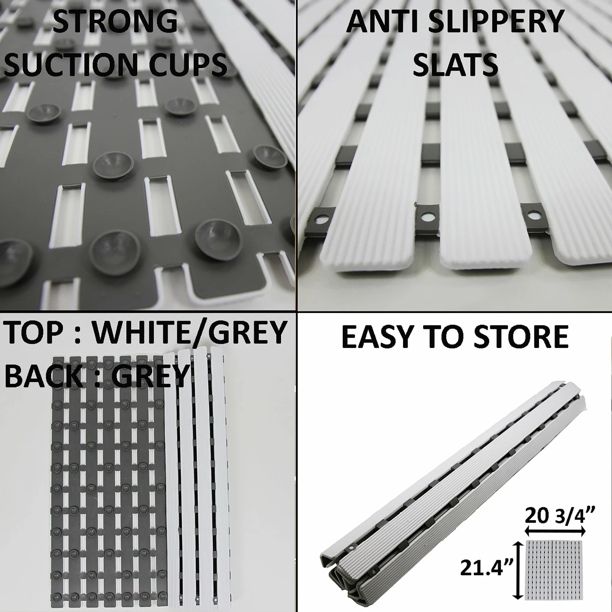 Best Pirce ❤️ Evideco Non-Slip Square Slatted Duckboard Shower Mat White/grey ❤️ 3 Best Pirce ❤️ Evideco Non-Slip Square Slatted Duckboard Shower Mat White/grey ❤️ - Image 3