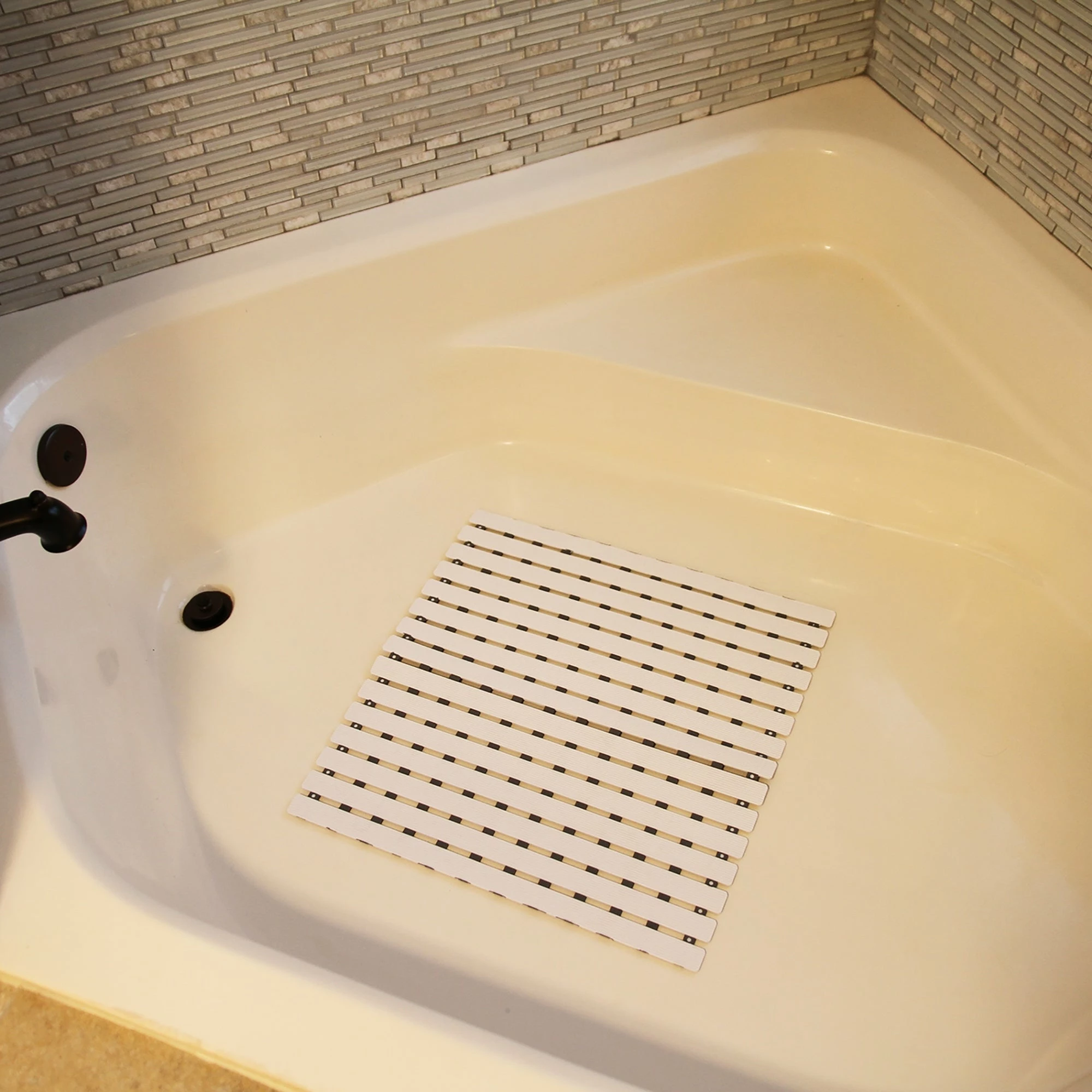 Best Pirce ❤️ Evideco Non-Slip Square Slatted Duckboard Shower Mat White/grey ❤️ 4 Best Pirce ❤️ Evideco Non-Slip Square Slatted Duckboard Shower Mat White/grey ❤️ - Image 4