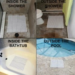 Best Pirce ❤️ Evideco Non-Slip Square Slatted Duckboard Shower Mat White/grey ❤️ 9 Best Pirce ❤️ Evideco Non-Slip Square Slatted Duckboard Shower Mat White/grey ❤️ -Evideco Shop Duckboard Slats Roll Up Foldable Mat Shower Door Rug Anti Slippery 4
