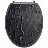 New 🎉 Evideco Elongated Toilet Seat Water Drops Effect -3 Printed Sides Black - 18 L X 15 W X 2 H 😉