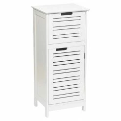 Deals 🧨 Evideco Bathroom Linen Storage Floor Cabinet Miami White Wood 🌟