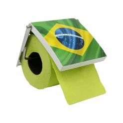 Brand new 👍 Evideco Brazil Wall Mounted Printed Toilet Tissue One Roll Dispenser - Green, Yellow, White, Multicolor - 5.31"L X 1"W X 4.50"H 🛒