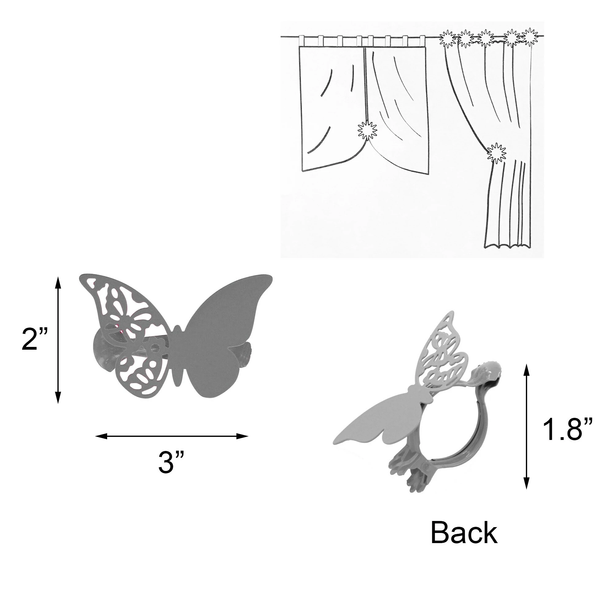 Discount π Evideco Metal Butterfly Holdback Big Size Mariposas Set Of 2 Pink π€© - Image 3