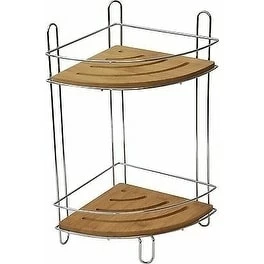 Outlet π₯ Evideco Organizer Metal Wire Corner Shower Caddy Bamboo Bamboo Chrome 2 Shelves π 2 Outlet π₯ Evideco Organizer Metal Wire Corner Shower Caddy Bamboo Bamboo Chrome 2 Shelves π - Image 2