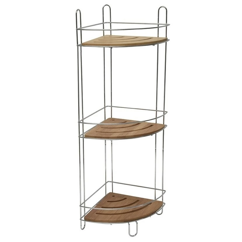 Outlet π₯ Evideco Organizer Metal Wire Corner Shower Caddy Bamboo Bamboo Chrome 2 Shelves π 3 Outlet π₯ Evideco Organizer Metal Wire Corner Shower Caddy Bamboo Bamboo Chrome 2 Shelves π - Image 3
