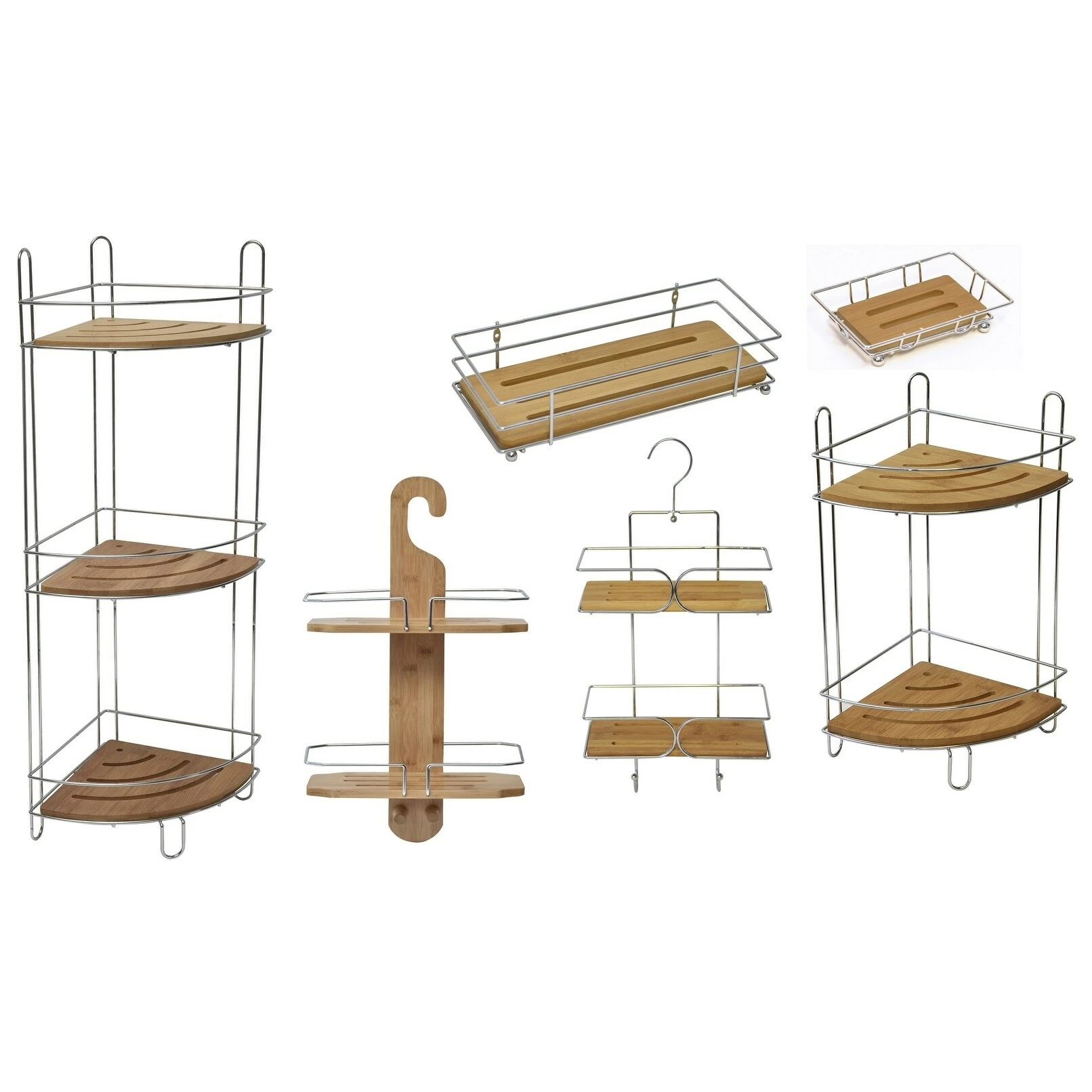 Outlet π₯ Evideco Organizer Metal Wire Corner Shower Caddy Bamboo Bamboo Chrome 2 Shelves π 4 Outlet π₯ Evideco Organizer Metal Wire Corner Shower Caddy Bamboo Bamboo Chrome 2 Shelves π - Image 4