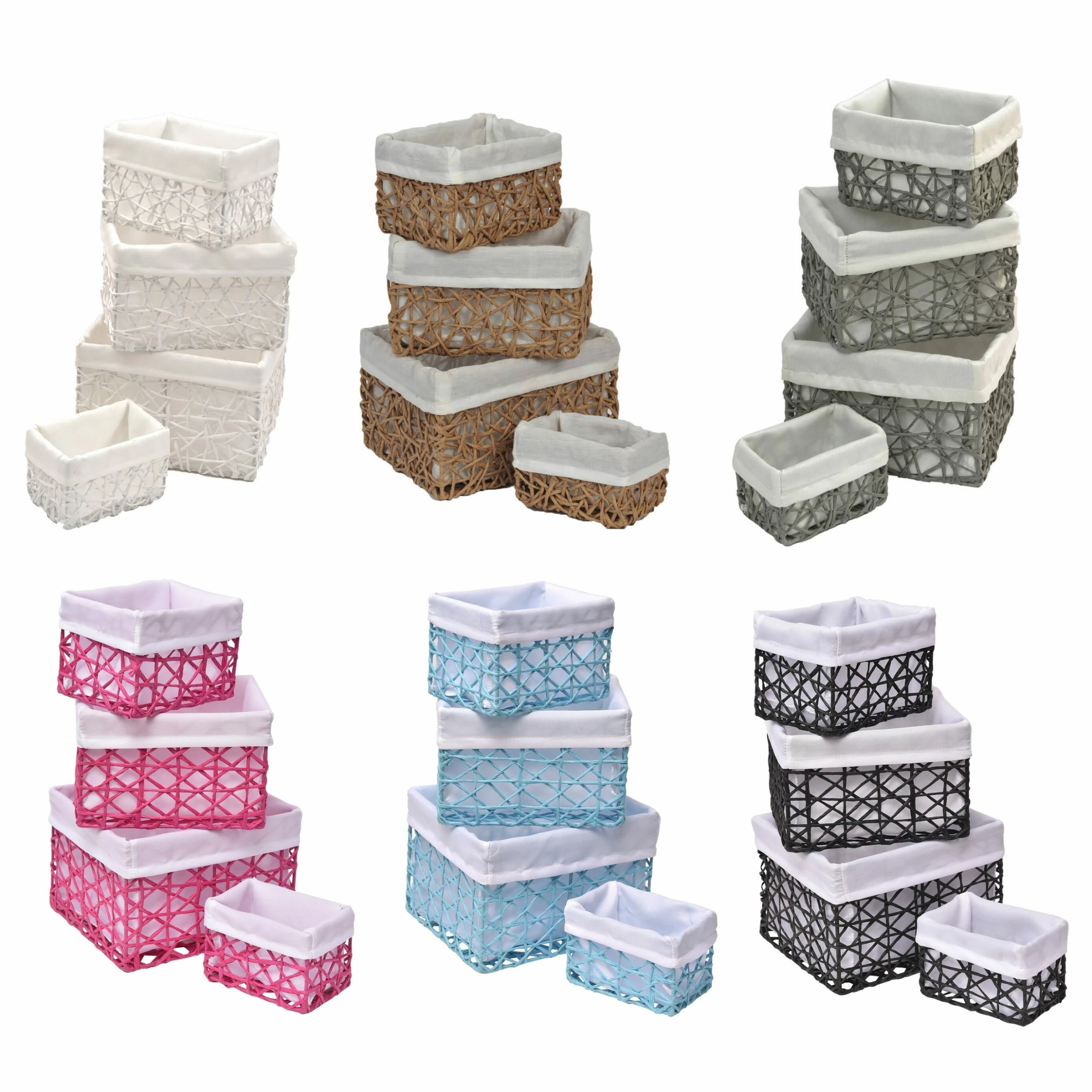 Outlet π Evideco Paper Rope/ Linen Storage Baskets (Set Of 4) - 8.4"L X 7.4"W X 6"H White π―