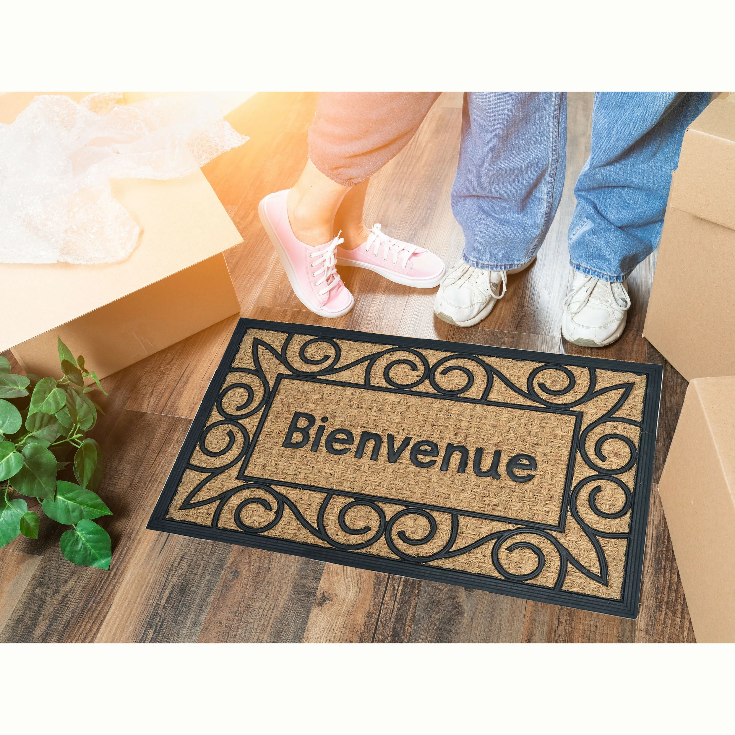 Promo π― Evideco Sheltered Front Door Mat Sally Coir Coco Rubber Natural Breaded π₯ - Image 3