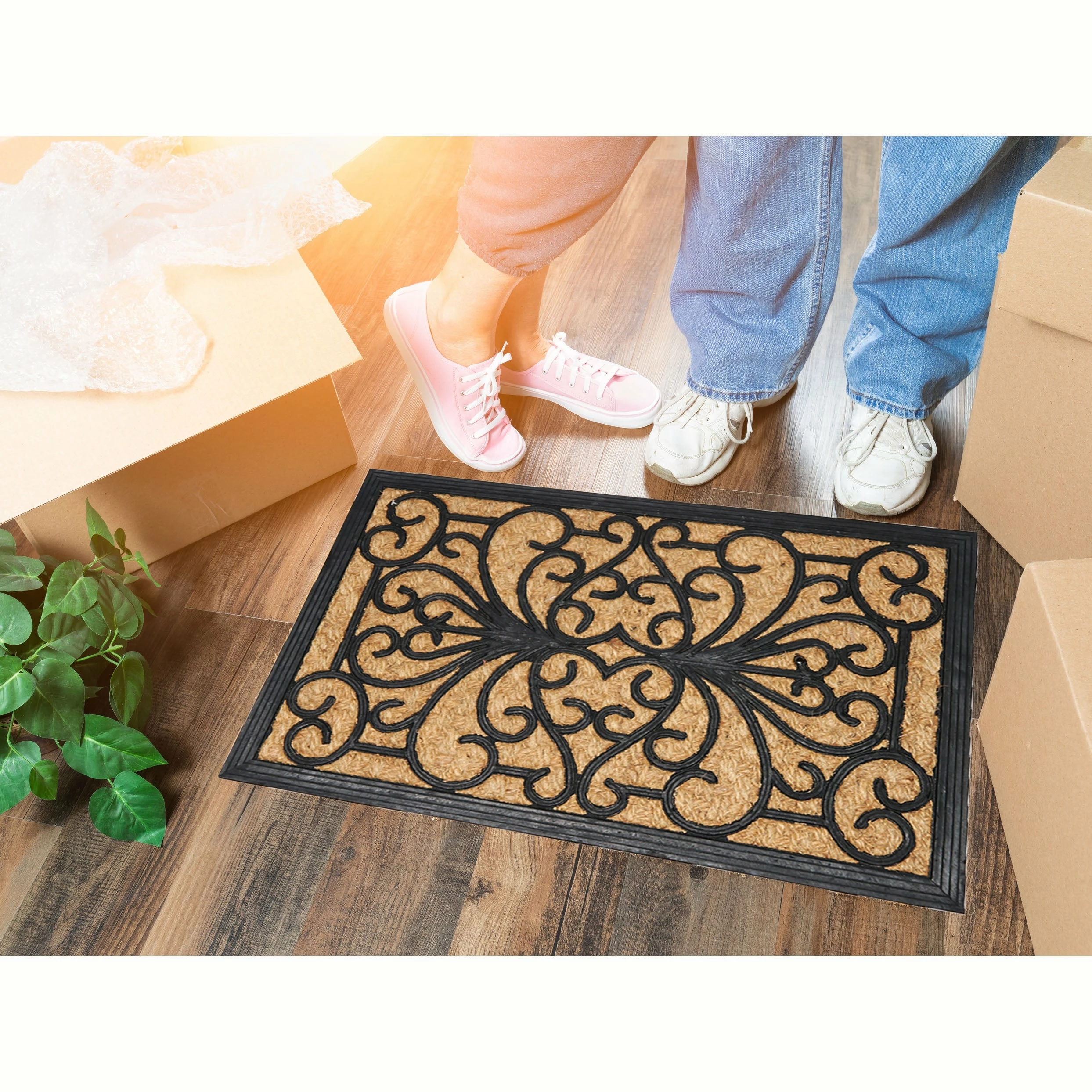 Promo π― Evideco Sheltered Front Door Mat Sally Coir Coco Rubber Natural Breaded π₯ - Image 8