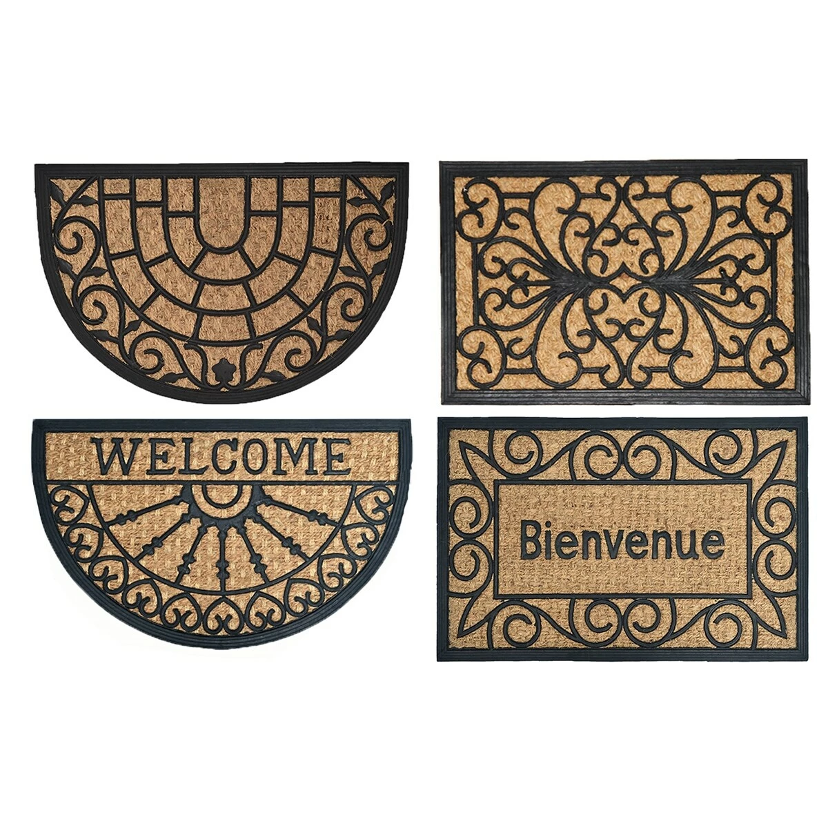 Promo π― Evideco Sheltered Front Door Mat Sally Coir Coco Rubber Natural Breaded π₯