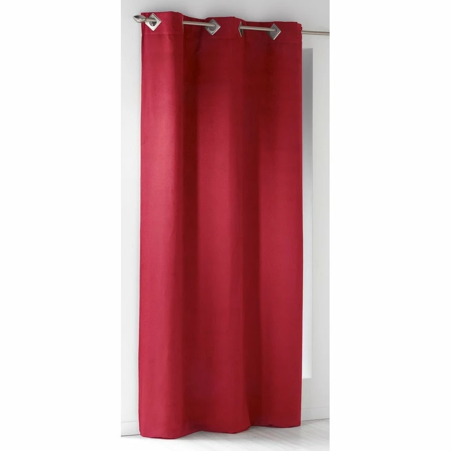 Best Sale π Evideco Solid Window Curtain Panel Grommet Suedine 55 W X 95 H - 55" W X 95" L Red π 2 Best Sale π Evideco Solid Window Curtain Panel Grommet Suedine 55 W X 95 H - 55" W X 95" L Red π - Image 2