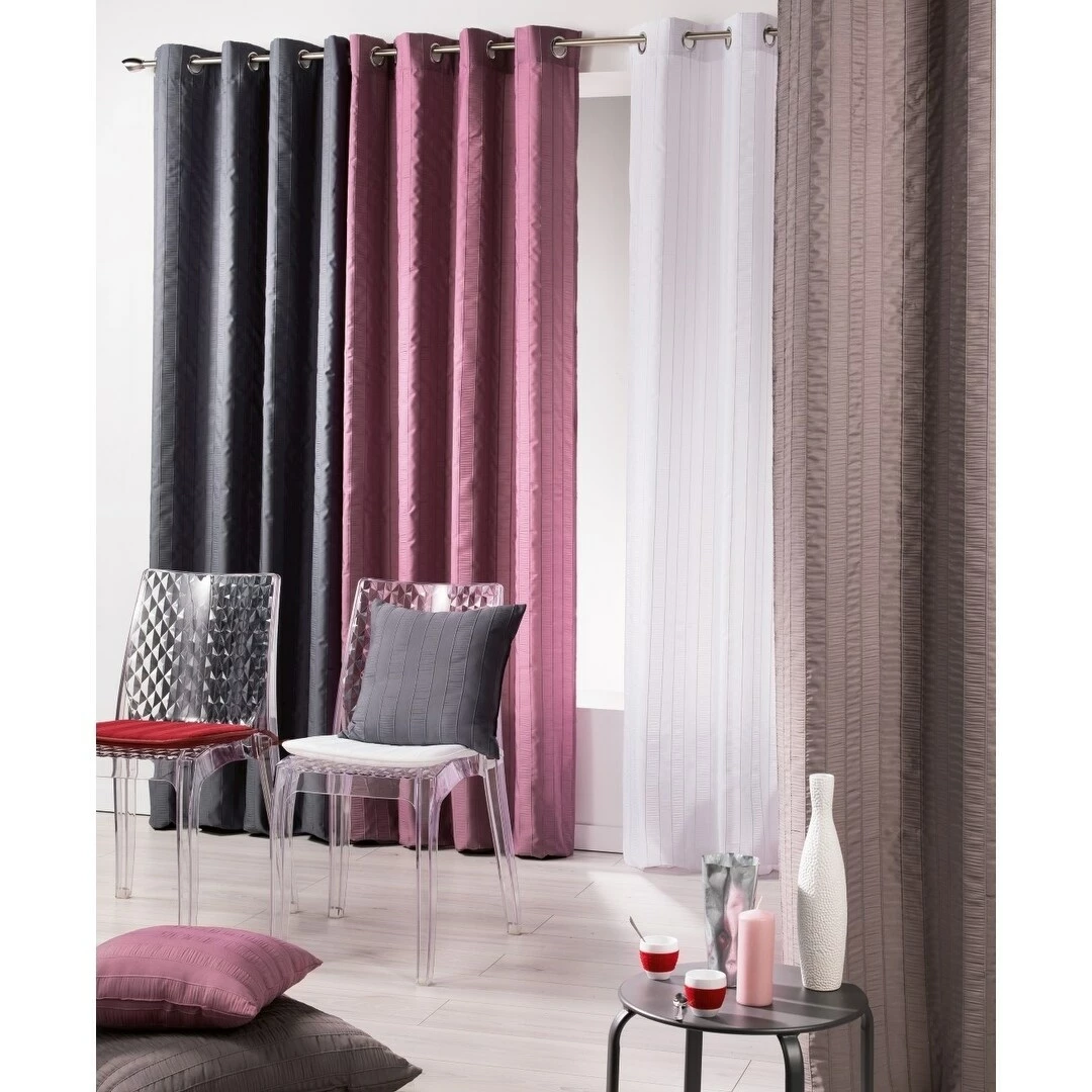 Brand new 🧨 Evideco Striped Jacquard Crashed Curtain Panel Grommet Lineo Black ❤️