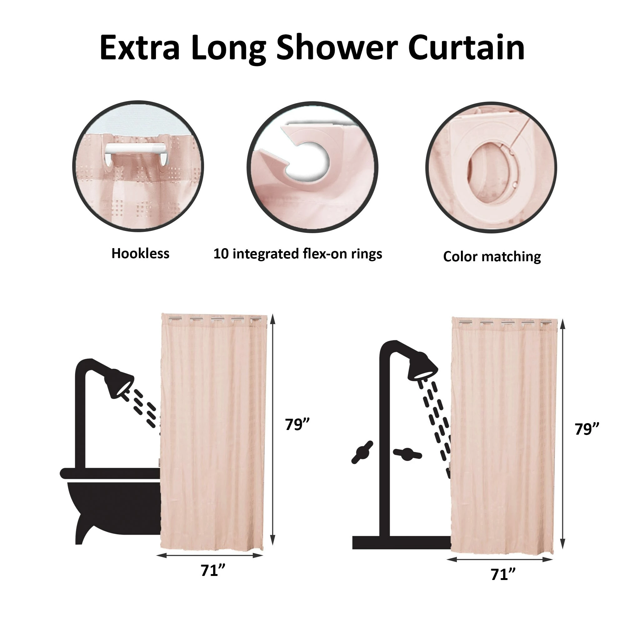 Outlet π₯° Evideco Extra Long Shower Curtain Polyester Hook Less Cubic 79"L X 71"W Beige Camel π 5 Outlet π₯° Evideco Extra Long Shower Curtain Polyester Hook Less Cubic 79"L X 71"W Beige Camel π - Image 5