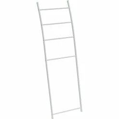 Brand new ⭐ Evideco Freestanding Bath Towel Ladder Wall Leaning Drying Rack 4 Bars Metal White - 59 L X 17.3 W X 4.1 H 🛒
